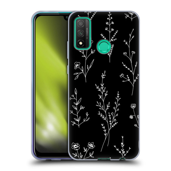 Anis Illustration Wildflowers Black Soft Gel Case for Huawei P Smart (2020)
