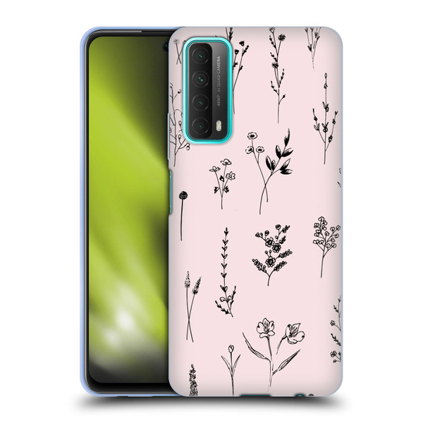 Anis Illustration Wildflowers Light Pink Soft Gel Case for Huawei P Smart (2021)