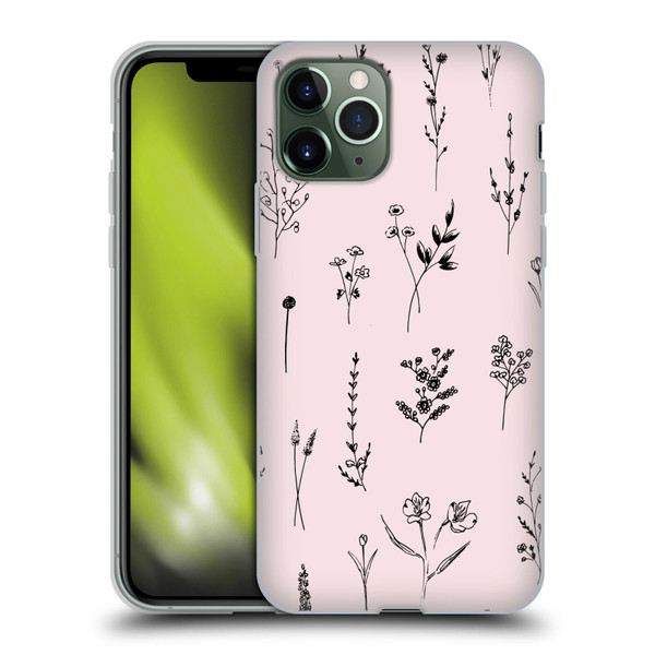 Anis Illustration Wildflowers Light Pink Soft Gel Case for Apple iPhone 11 Pro