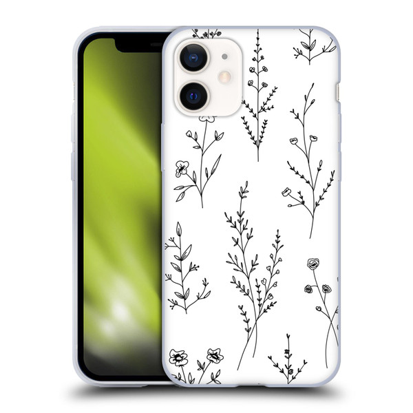 Anis Illustration Wildflowers White Soft Gel Case for Apple iPhone 12 Mini