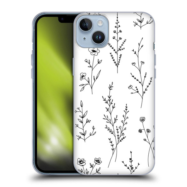 Anis Illustration Wildflowers White Soft Gel Case for Apple iPhone 14 Plus