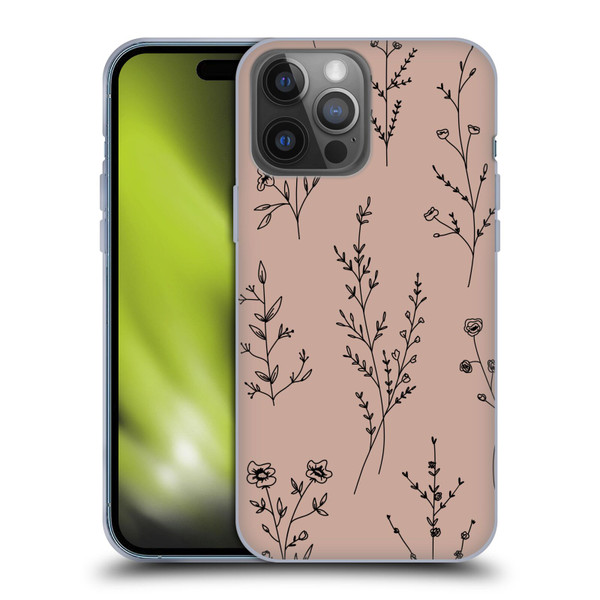 Anis Illustration Wildflowers Blush Pink Soft Gel Case for Apple iPhone 14 Pro Max