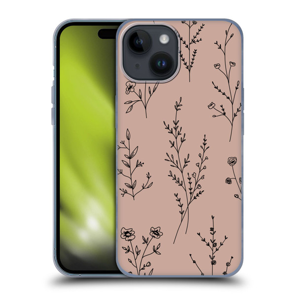 Anis Illustration Wildflowers Blush Pink Soft Gel Case for Apple iPhone 15