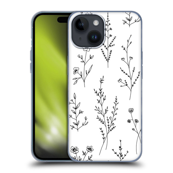 Anis Illustration Wildflowers White Soft Gel Case for Apple iPhone 15