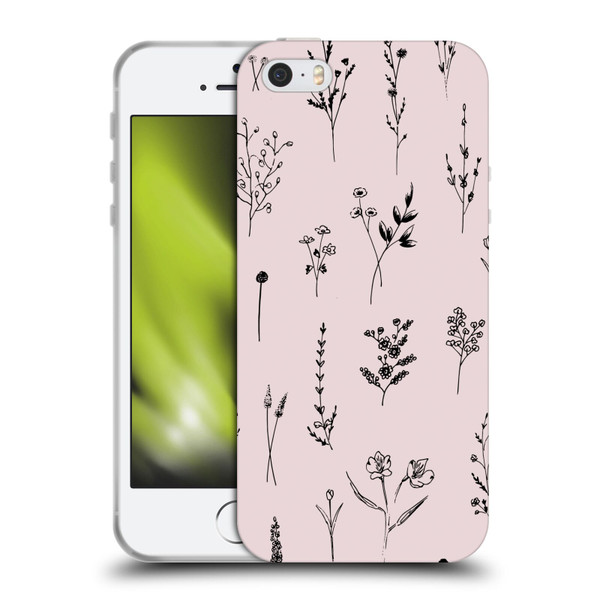 Anis Illustration Wildflowers Light Pink Soft Gel Case for Apple iPhone 5 / 5s / iPhone SE 2016