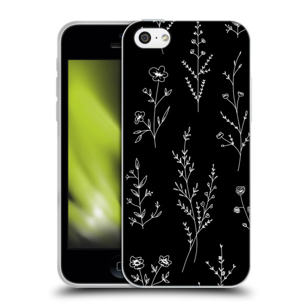 Anis Illustration Wildflowers Black Soft Gel Case for Apple iPhone 5c