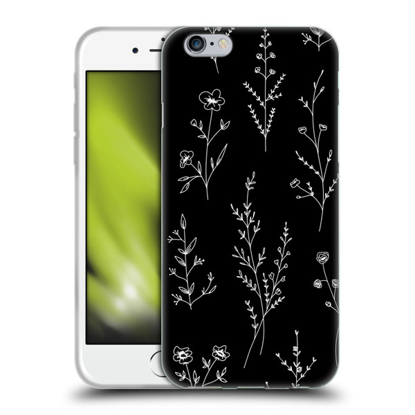 Anis Illustration Wildflowers Black Soft Gel Case for Apple iPhone 6 / iPhone 6s