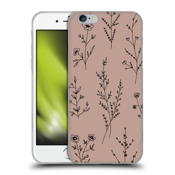 Anis Illustration Wildflowers Blush Pink Soft Gel Case for Apple iPhone 6 / iPhone 6s