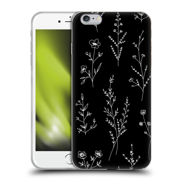 Anis Illustration Wildflowers Black Soft Gel Case for Apple iPhone 6 Plus / iPhone 6s Plus