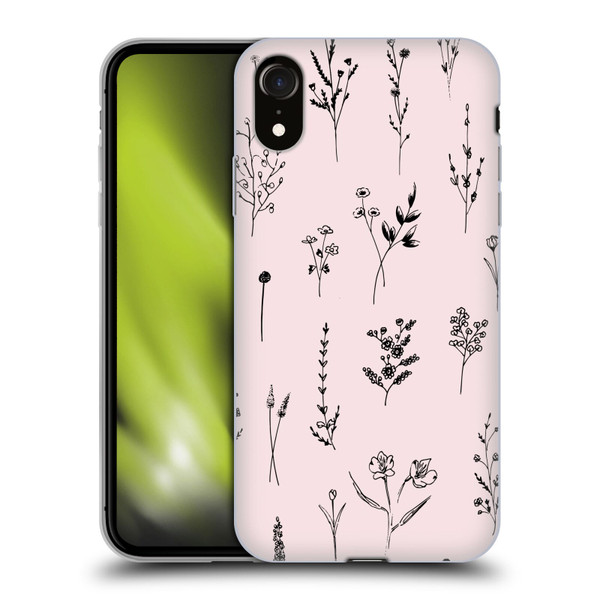 Anis Illustration Wildflowers Light Pink Soft Gel Case for Apple iPhone XR