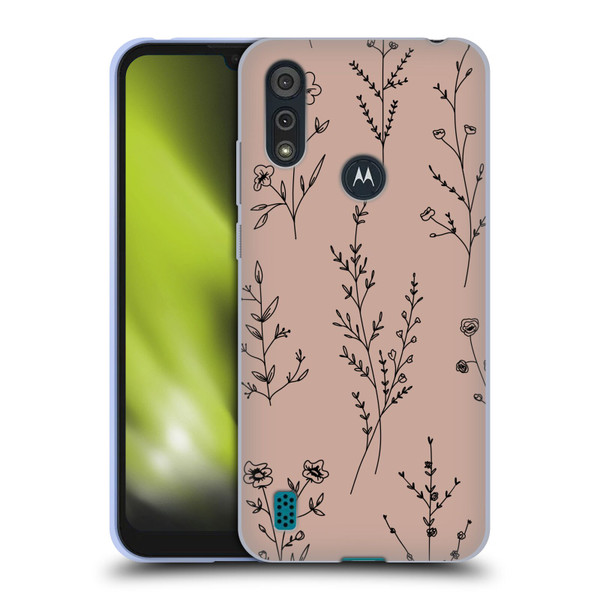 Anis Illustration Wildflowers Blush Pink Soft Gel Case for Motorola Moto E6s (2020)