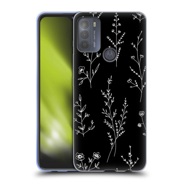 Anis Illustration Wildflowers Black Soft Gel Case for Motorola Moto G50