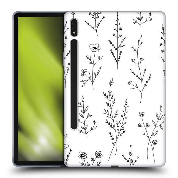 Anis Illustration Wildflowers White Soft Gel Case for Samsung Galaxy Tab S8