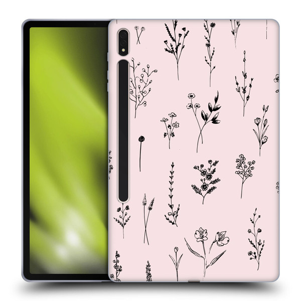 Anis Illustration Wildflowers Light Pink Soft Gel Case for Samsung Galaxy Tab S8 Plus