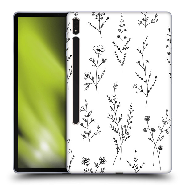Anis Illustration Wildflowers White Soft Gel Case for Samsung Galaxy Tab S8 Plus