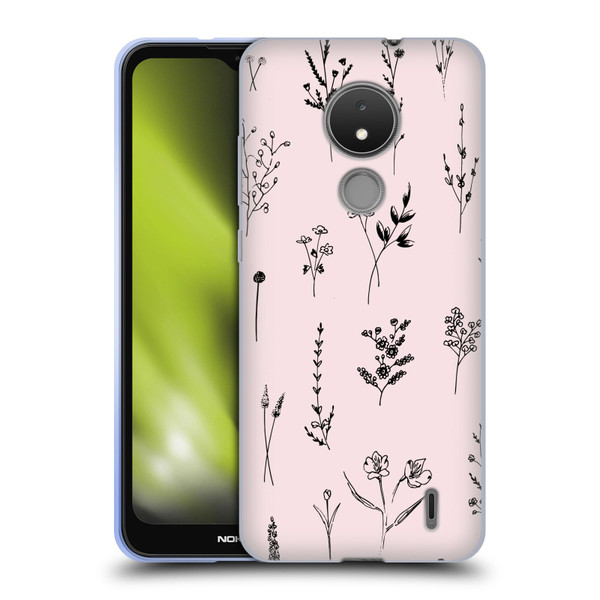 Anis Illustration Wildflowers Light Pink Soft Gel Case for Nokia C21