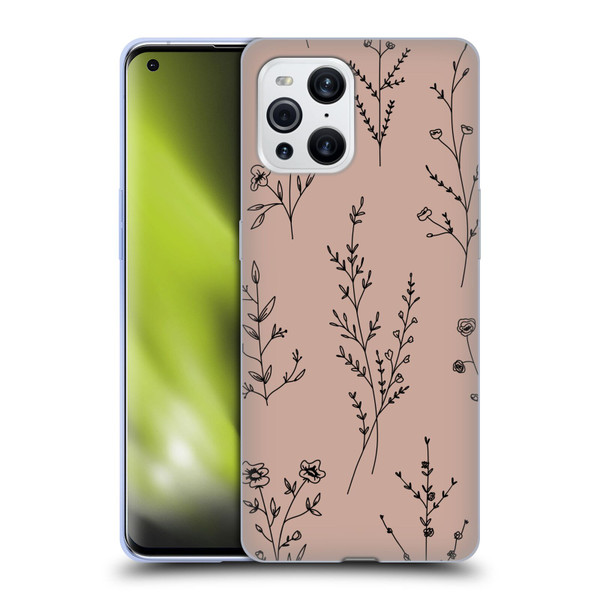 Anis Illustration Wildflowers Blush Pink Soft Gel Case for OPPO Find X3 / Pro