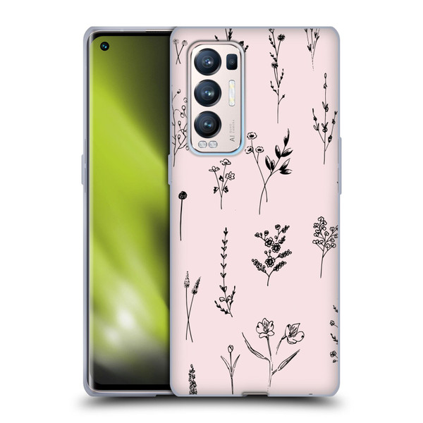Anis Illustration Wildflowers Light Pink Soft Gel Case for OPPO Find X3 Neo / Reno5 Pro+ 5G