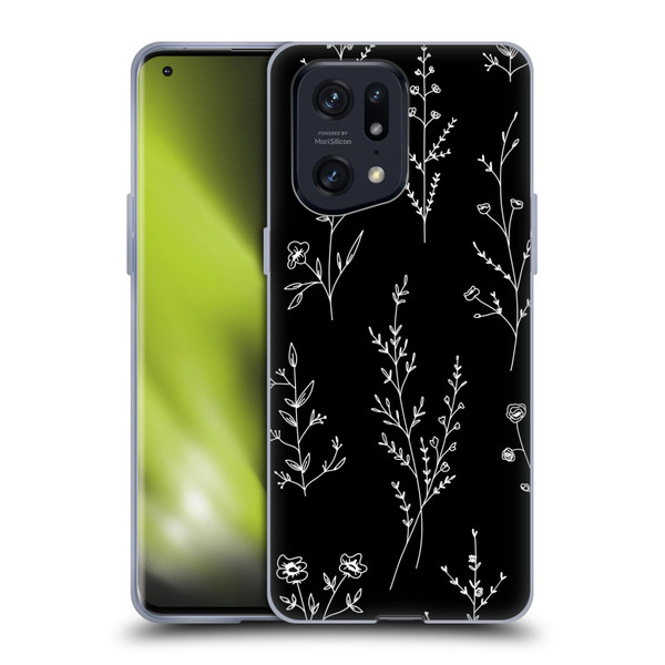 Anis Illustration Wildflowers Black Soft Gel Case for OPPO Find X5 Pro