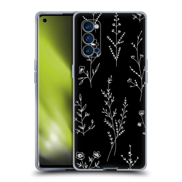 Anis Illustration Wildflowers Black Soft Gel Case for OPPO Reno 4 Pro 5G