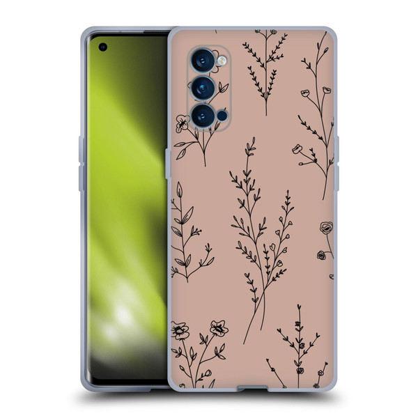 Anis Illustration Wildflowers Blush Pink Soft Gel Case for OPPO Reno 4 Pro 5G