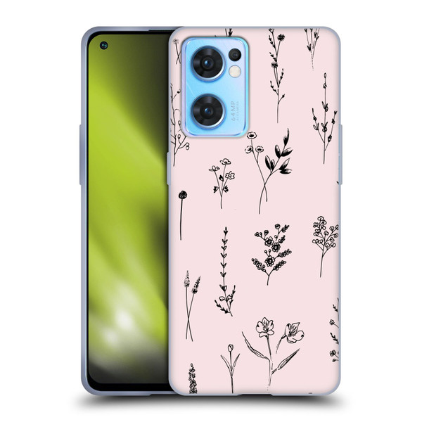 Anis Illustration Wildflowers Light Pink Soft Gel Case for OPPO Reno7 5G / Find X5 Lite