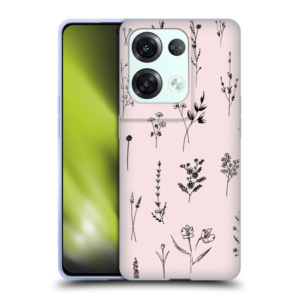 Anis Illustration Wildflowers Light Pink Soft Gel Case for OPPO Reno8 Pro