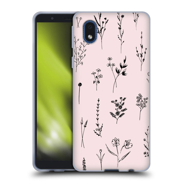 Anis Illustration Wildflowers Light Pink Soft Gel Case for Samsung Galaxy A01 Core (2020)
