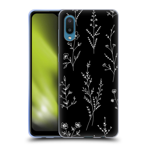 Anis Illustration Wildflowers Black Soft Gel Case for Samsung Galaxy A02/M02 (2021)