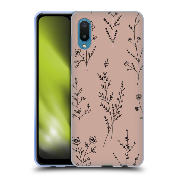 Anis Illustration Wildflowers Blush Pink Soft Gel Case for Samsung Galaxy A02/M02 (2021)