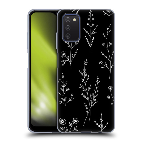 Anis Illustration Wildflowers Black Soft Gel Case for Samsung Galaxy A03s (2021)