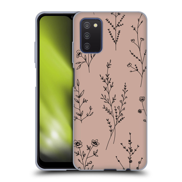 Anis Illustration Wildflowers Blush Pink Soft Gel Case for Samsung Galaxy A03s (2021)