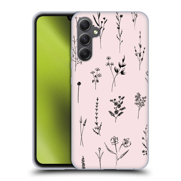Anis Illustration Wildflowers Light Pink Soft Gel Case for Samsung Galaxy A34 5G