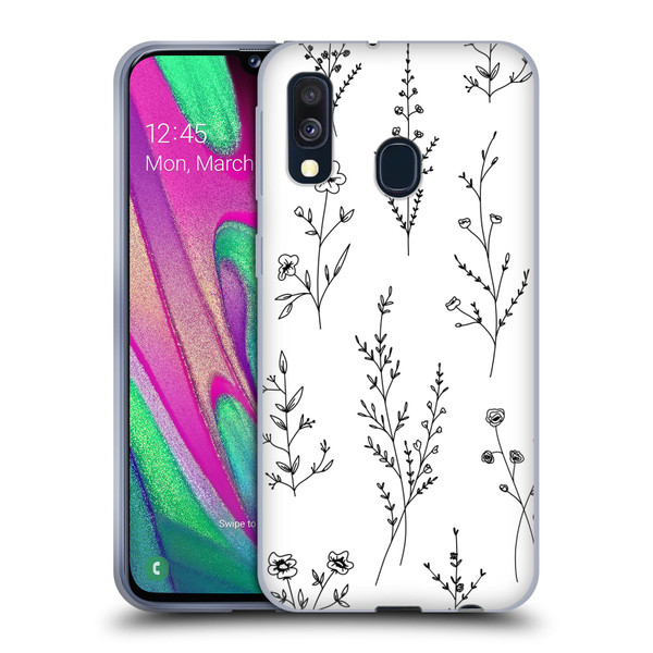 Anis Illustration Wildflowers White Soft Gel Case for Samsung Galaxy A40 (2019)