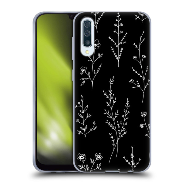 Anis Illustration Wildflowers Black Soft Gel Case for Samsung Galaxy A50/A30s (2019)
