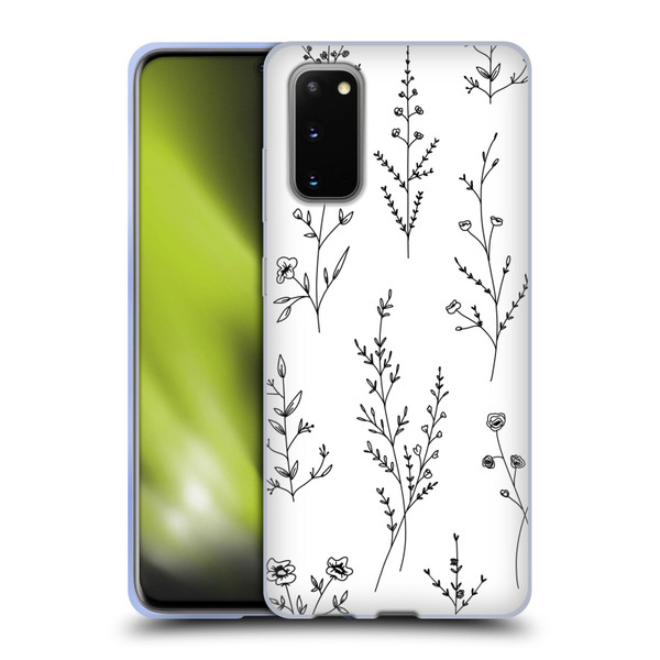Anis Illustration Wildflowers White Soft Gel Case for Samsung Galaxy S20 / S20 5G