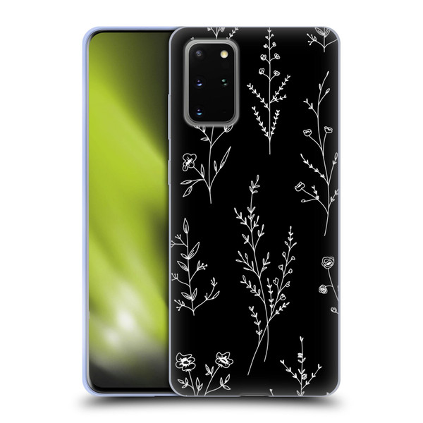 Anis Illustration Wildflowers Black Soft Gel Case for Samsung Galaxy S20+ / S20+ 5G