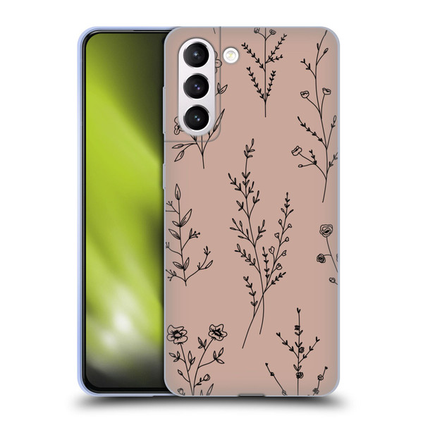 Anis Illustration Wildflowers Blush Pink Soft Gel Case for Samsung Galaxy S21+ 5G