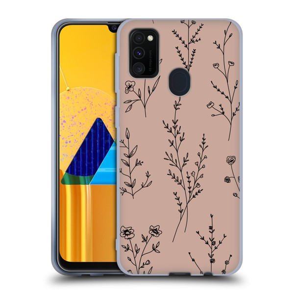 Anis Illustration Wildflowers Blush Pink Soft Gel Case for Samsung Galaxy M30s (2019)/M21 (2020)