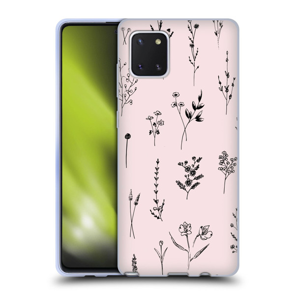 Anis Illustration Wildflowers Light Pink Soft Gel Case for Samsung Galaxy Note10 Lite