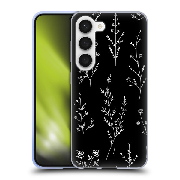 Anis Illustration Wildflowers Black Soft Gel Case for Samsung Galaxy S23 5G