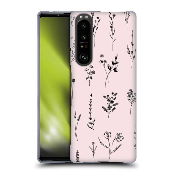 Anis Illustration Wildflowers Light Pink Soft Gel Case for Sony Xperia 1 III