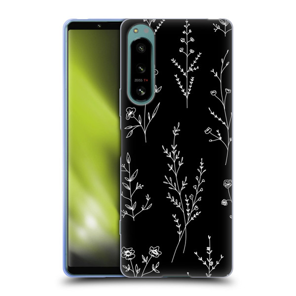 Anis Illustration Wildflowers Black Soft Gel Case for Sony Xperia 5 IV