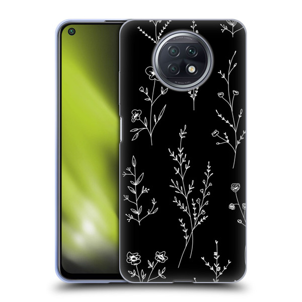 Anis Illustration Wildflowers Black Soft Gel Case for Xiaomi Redmi Note 9T 5G