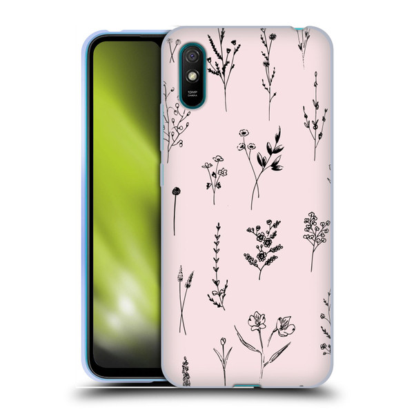 Anis Illustration Wildflowers Light Pink Soft Gel Case for Xiaomi Redmi 9A / Redmi 9AT
