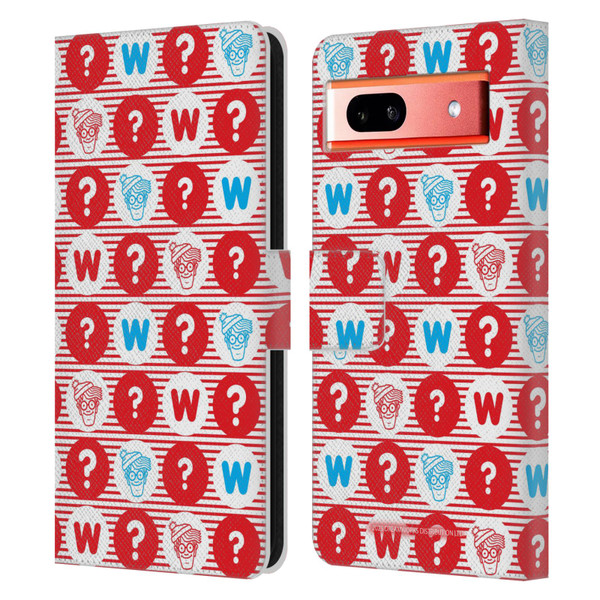 Where's Wally? Graphics Circle Leather Book Wallet Case Cover For Google Pixel 7a