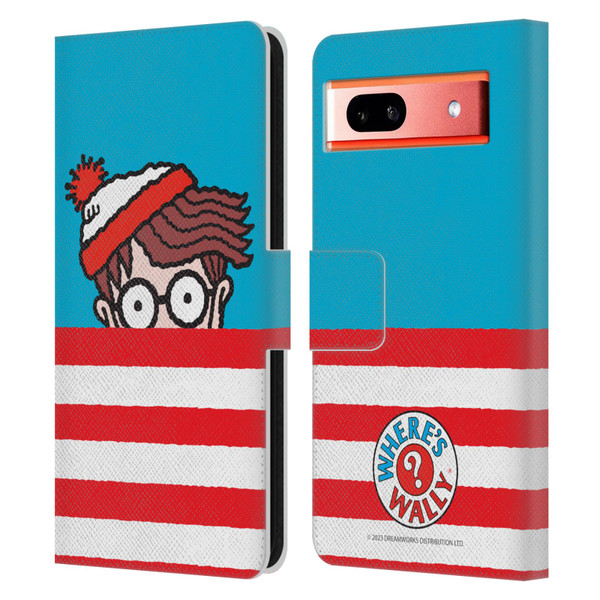 Where's Wally? Graphics Half Face Leather Book Wallet Case Cover For Google Pixel 7a