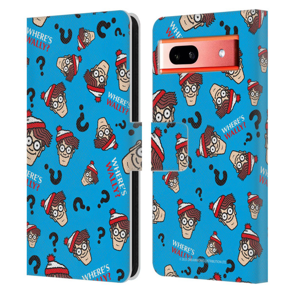 Where's Wally? Graphics Head Pattern Leather Book Wallet Case Cover For Google Pixel 7a