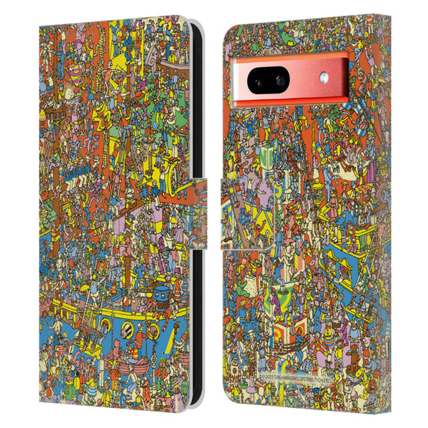 Where's Wally? Graphics Hidden Wally Illustration Leather Book Wallet Case Cover For Google Pixel 7a