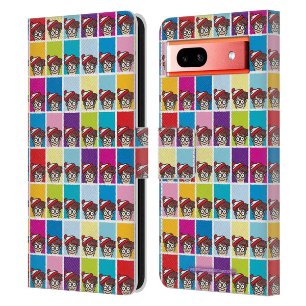 Where's Wally? Graphics Portrait Pattern Leather Book Wallet Case Cover For Google Pixel 7a